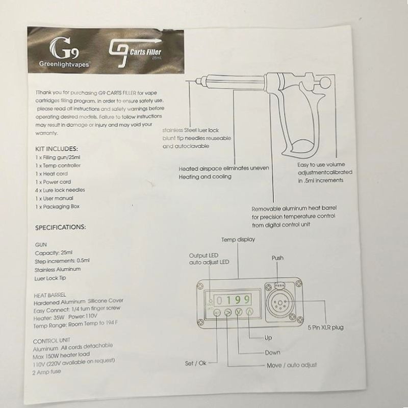 G9 Precision Cart Filler – Semi Automatic Vape Filling Equipment